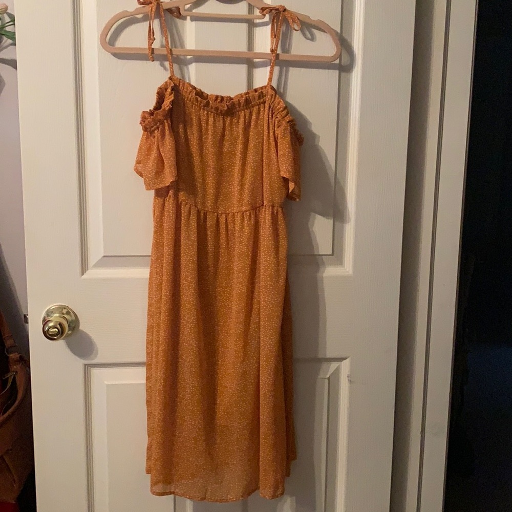 Orange Off The Shoulder Midi Dress LAST CHANCE